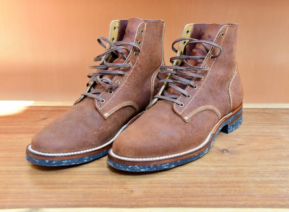 Photo by broakes on May 26, 2025 of the Oldspeed Boondockers in Horween Rust Chamois.
