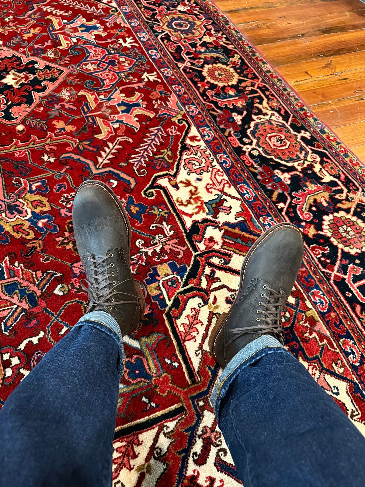 Photo by kdc on May 25, 2025 of the Caswell Boot Company Lisbon in C.F. Stead Zulu Kudu.