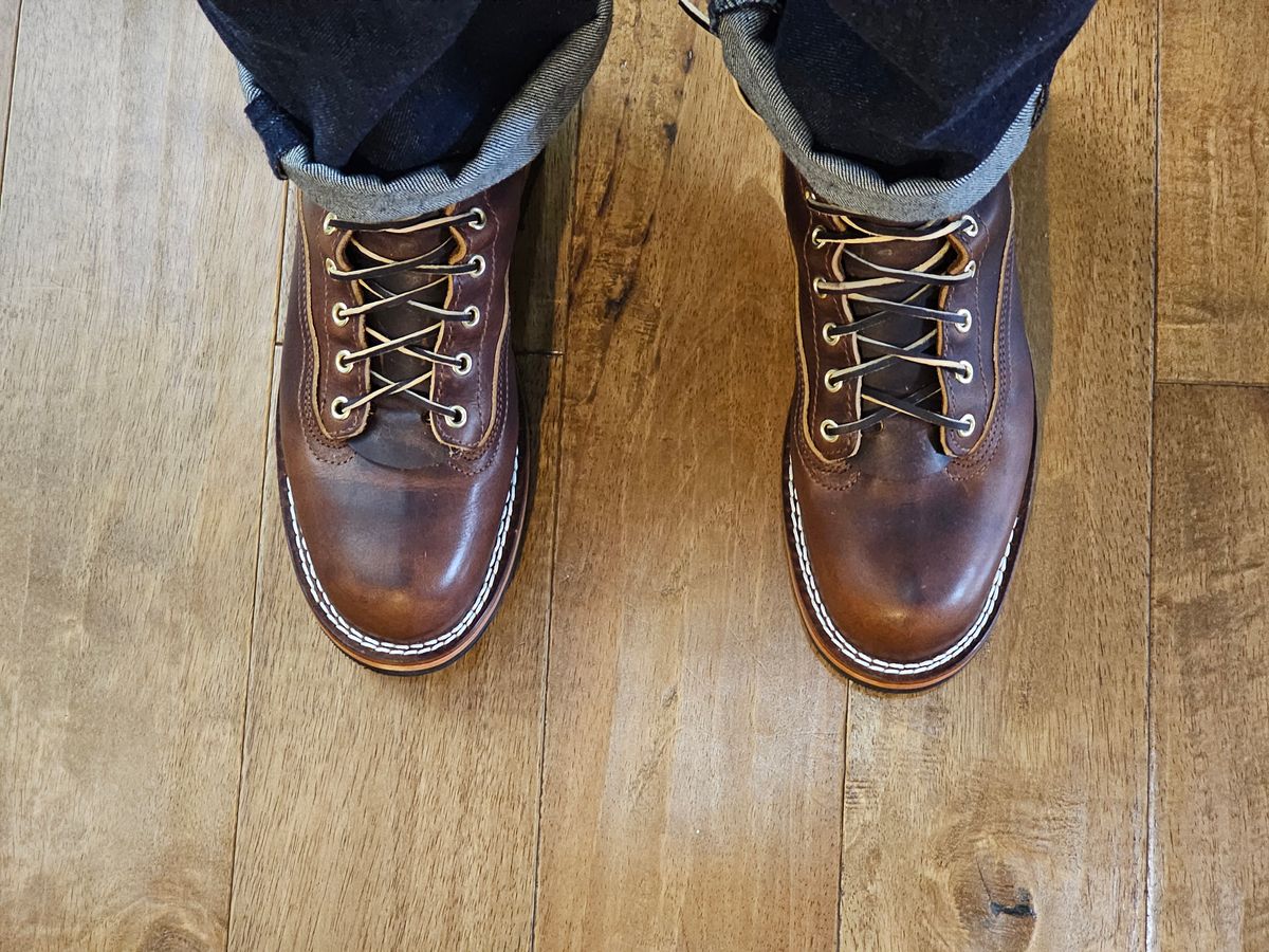 Photo by Dreadnaught on March 21, 2024 of the Nicks Lace to Toe Heritage in Italian Brown Cypress.