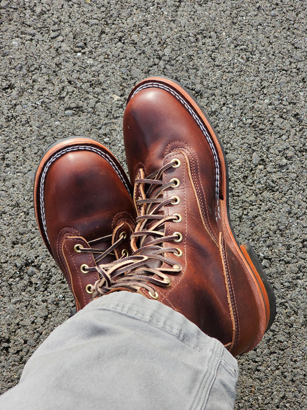 Photo by Dreadnaught on March 23, 2024 of the Nicks Lace to Toe Heritage in Italian Brown Cypress.