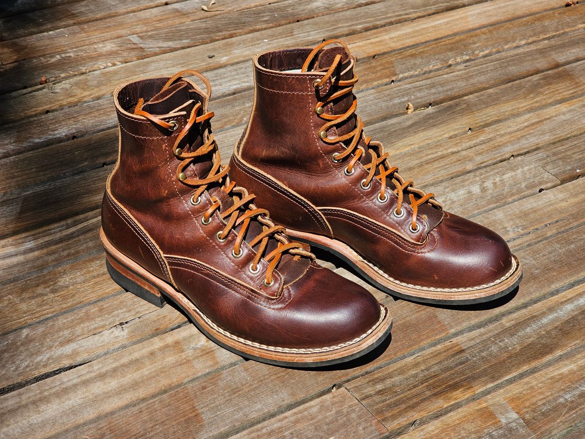 Photo by Dreadnaught on July 7, 2024 of the Nicks Lace to Toe Heritage in Italian Brown Cypress.