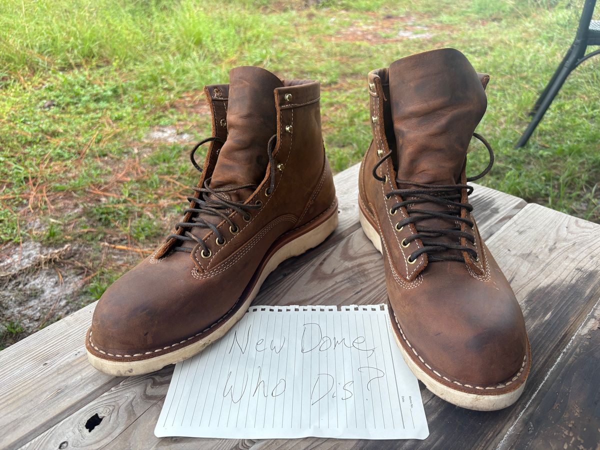 Photo by MuttBarker on October 5, 2025 of the White's Foreman Lace to Toe in Brown Distress.