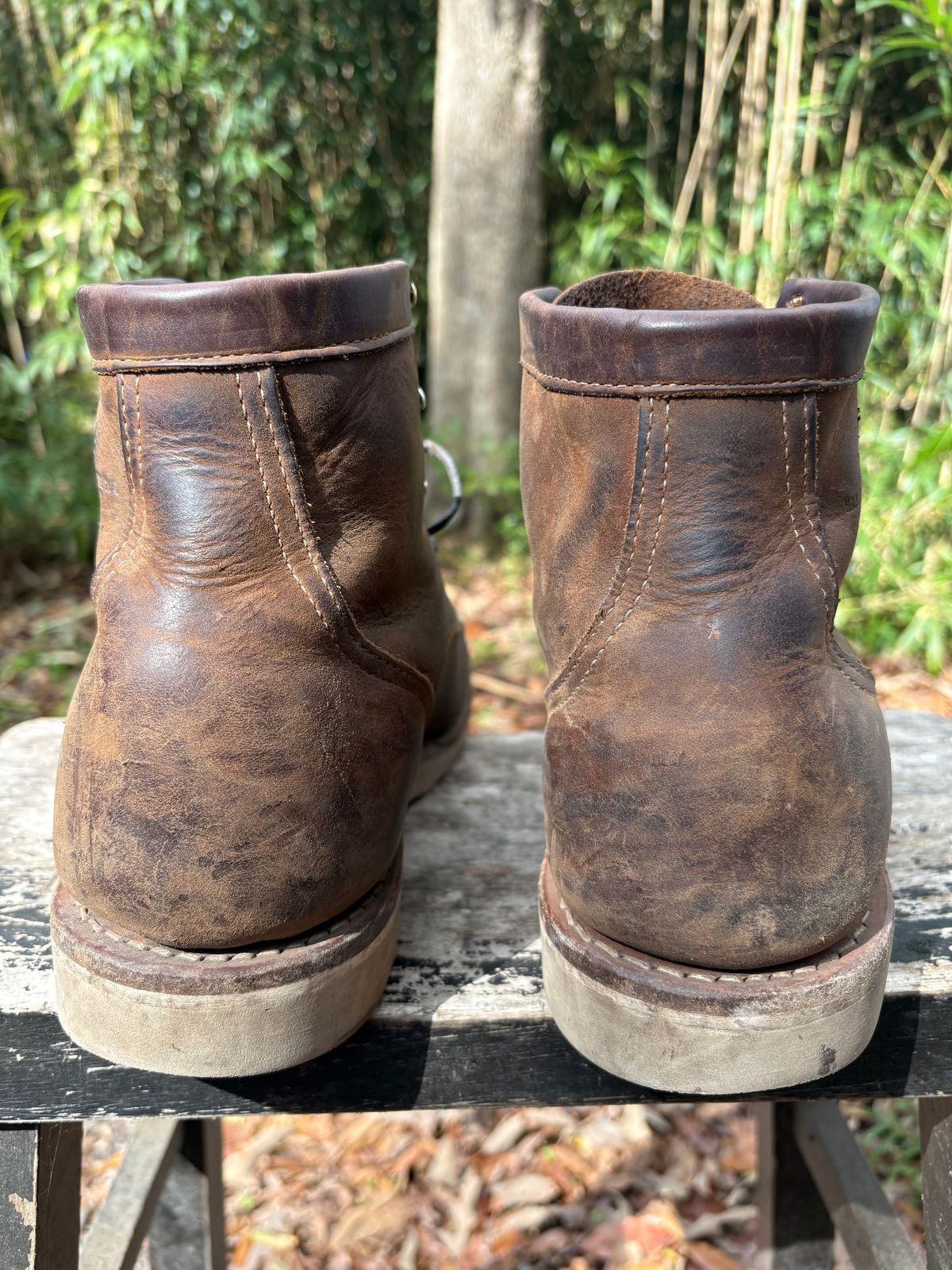 Photo by MuttBarker on February 5, 2026 of the White's Foreman Lace to Toe in Brown Distress.