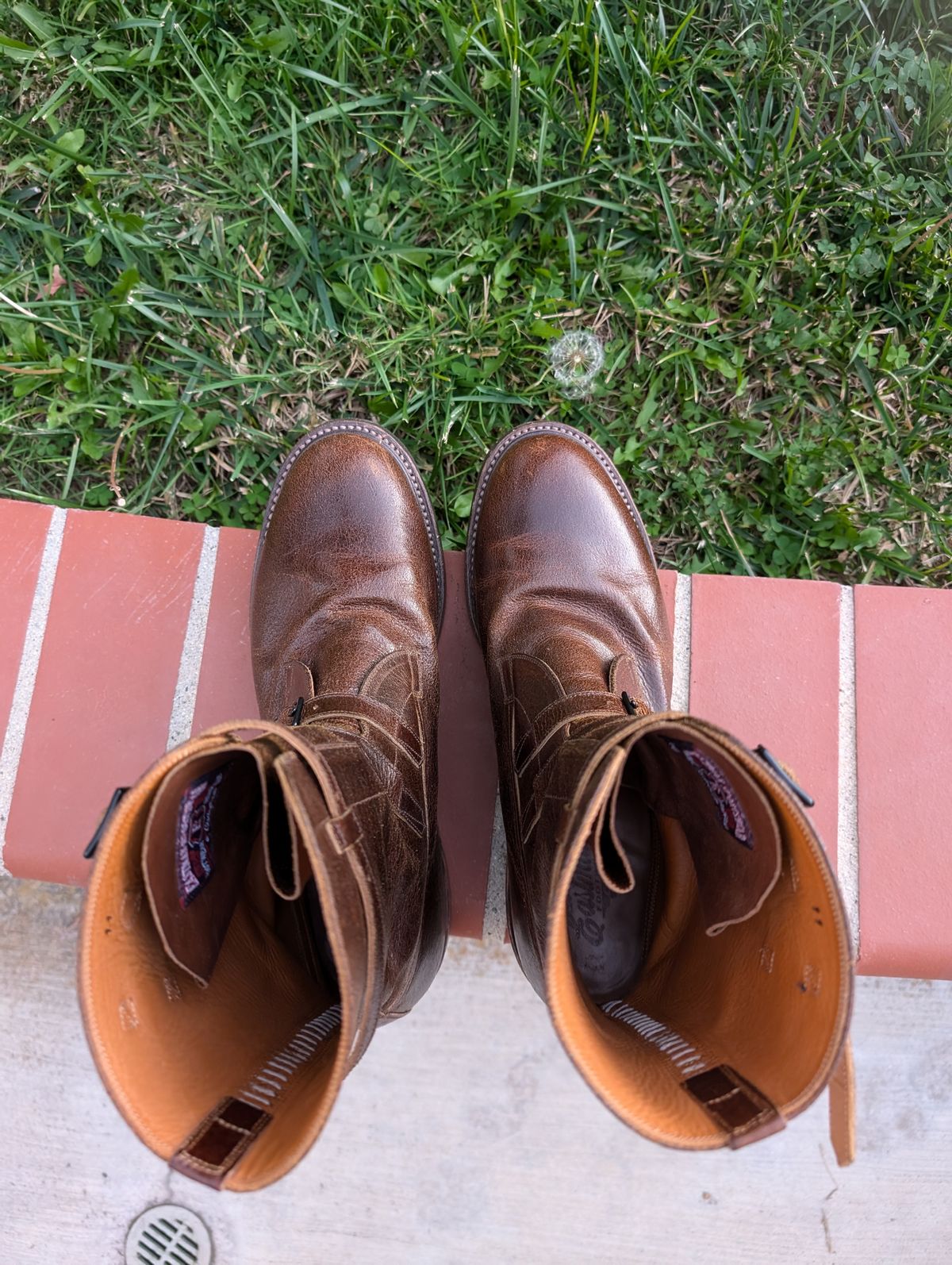 Photo by WeibullFighter on November 5, 2024 of the Eastman Leather Tanker Boots in Horween Havana Burnished Roughout.