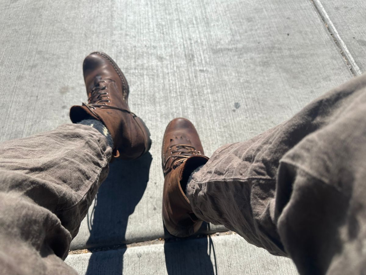 Photo by hidenseek on October 12, 2024 of the White's Semi-Dress in CF Stead Urban Brown Re-Tan Waxed Kudu.