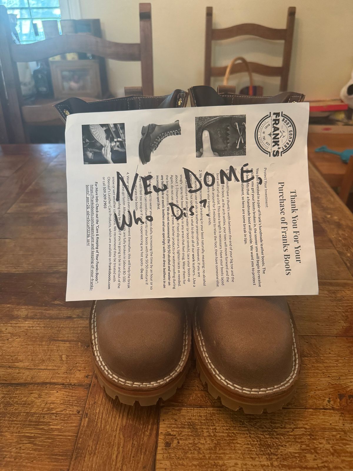 Photo by Babyd69 on October 1, 2025 of the Frank's Boots Ground Pounder in Horween Natural Waxed Flesh.