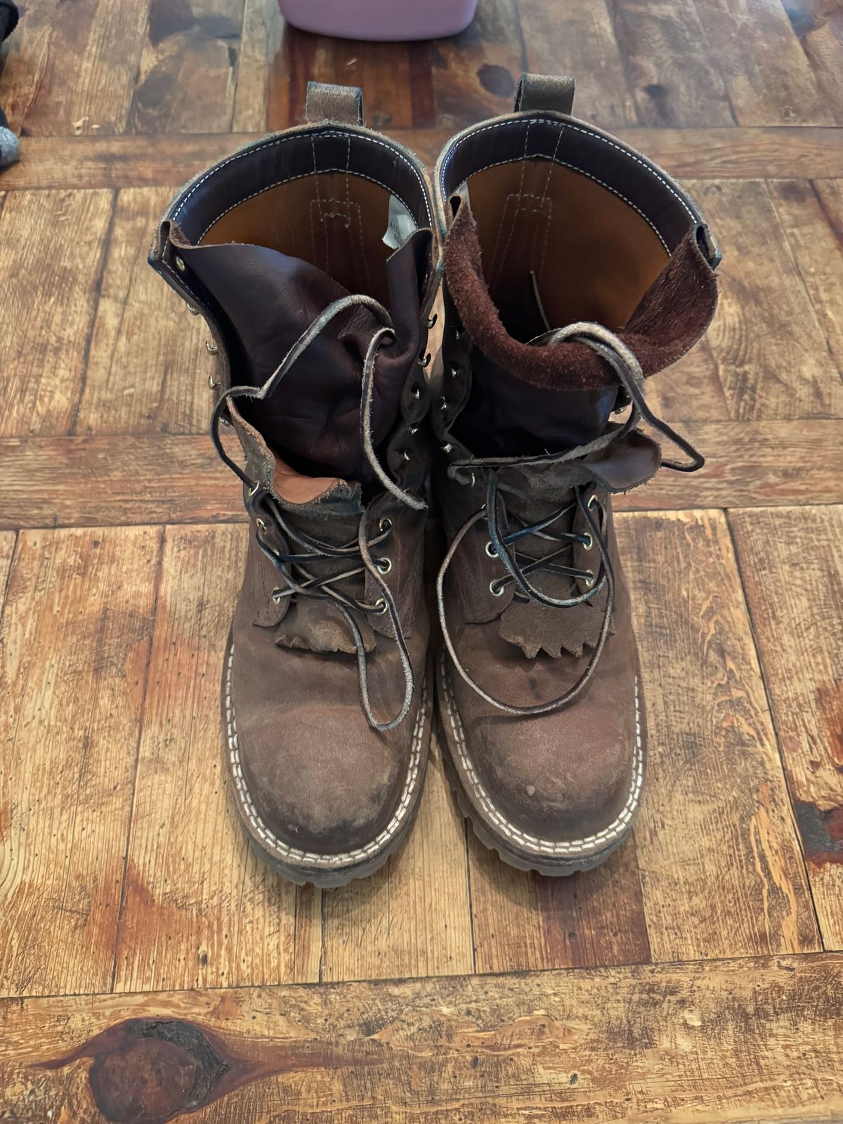 Photo by Babyd69 on February 4, 2026 of the Frank's Boots Ground Pounder in Horween Natural Waxed Flesh.