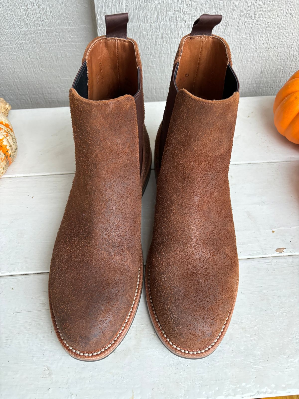 Photo by KCKELLY on November 6, 2024 of the Grant Stone Chelsea Boot in C.F. Stead Dark Oak Roughout.