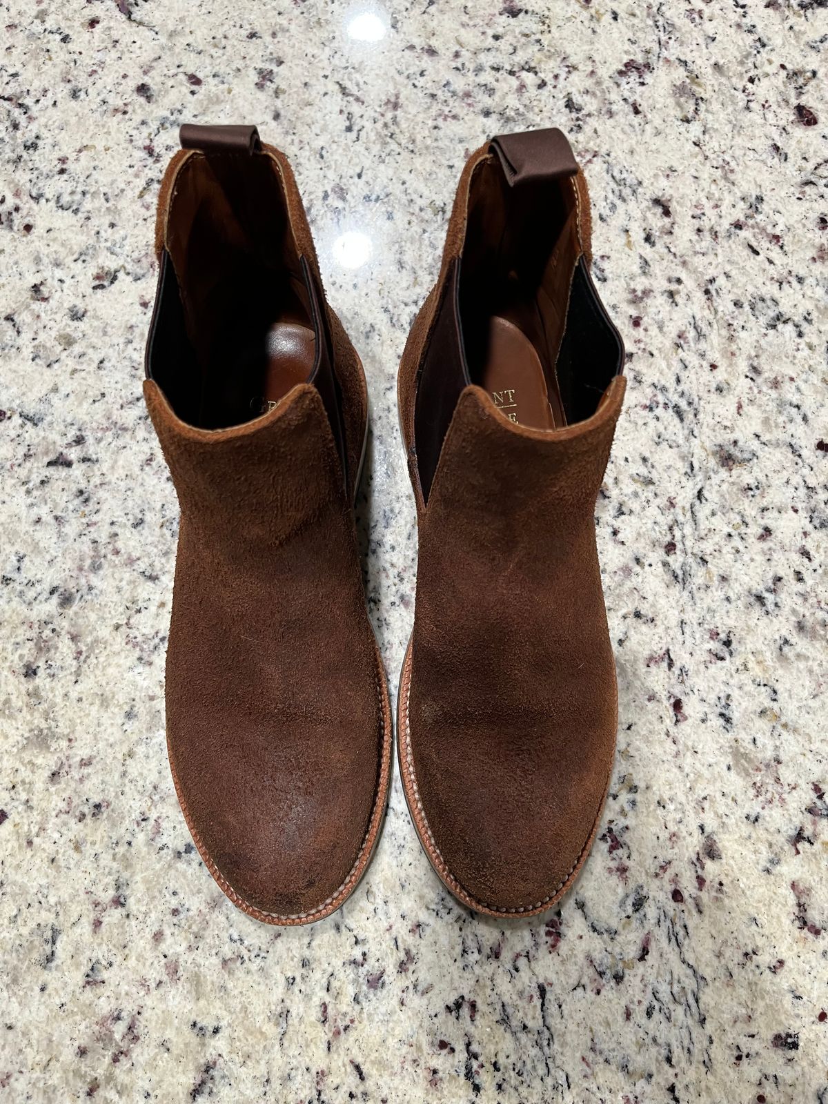 Photo by KCKELLY on December 6, 2024 of the Grant Stone Chelsea Boot in C.F. Stead Dark Oak Roughout.