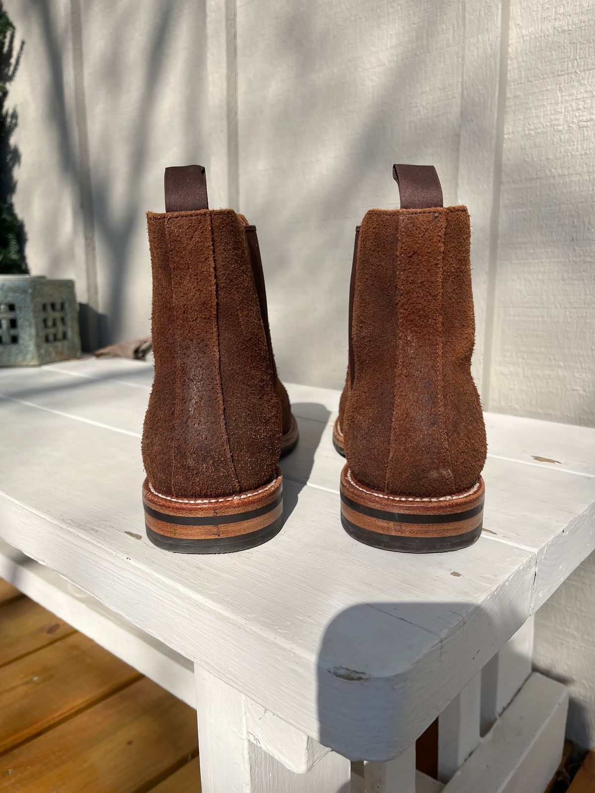 Photo by KCKELLY on February 2, 2025 of the Grant Stone Chelsea Boot in C.F. Stead Dark Oak Roughout.