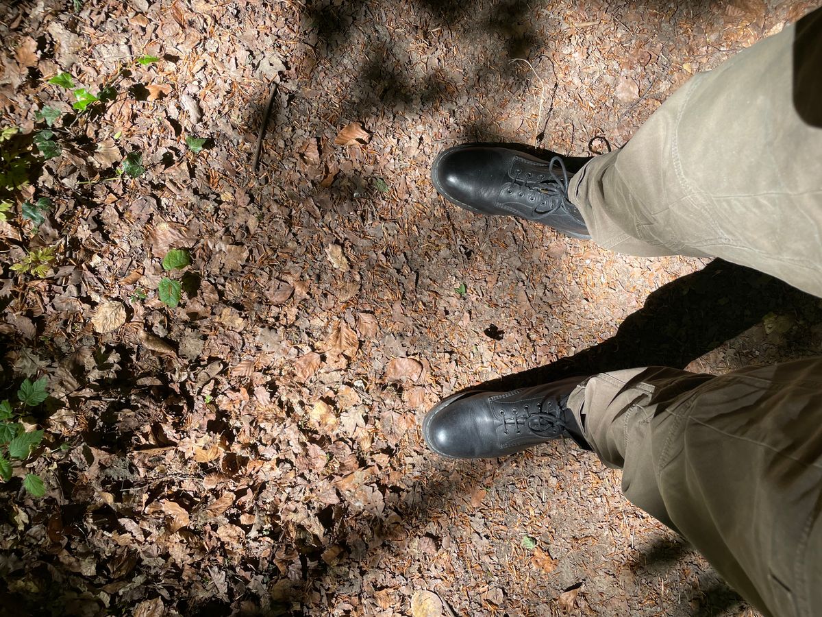 Photo by sbjweyk on May 13, 2025 of the Solovair 8 Eye Derby Boot in Black Greasy.