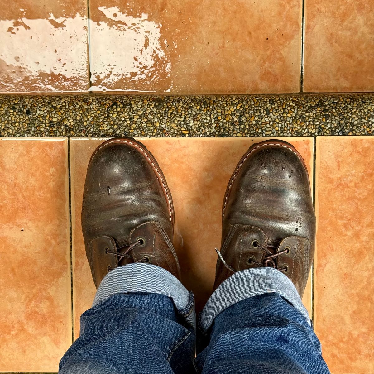 Photo by stinkypatina on August 22, 2025 of the Dr. Martens 939 Ben in Dark Brown Crazy Horse.