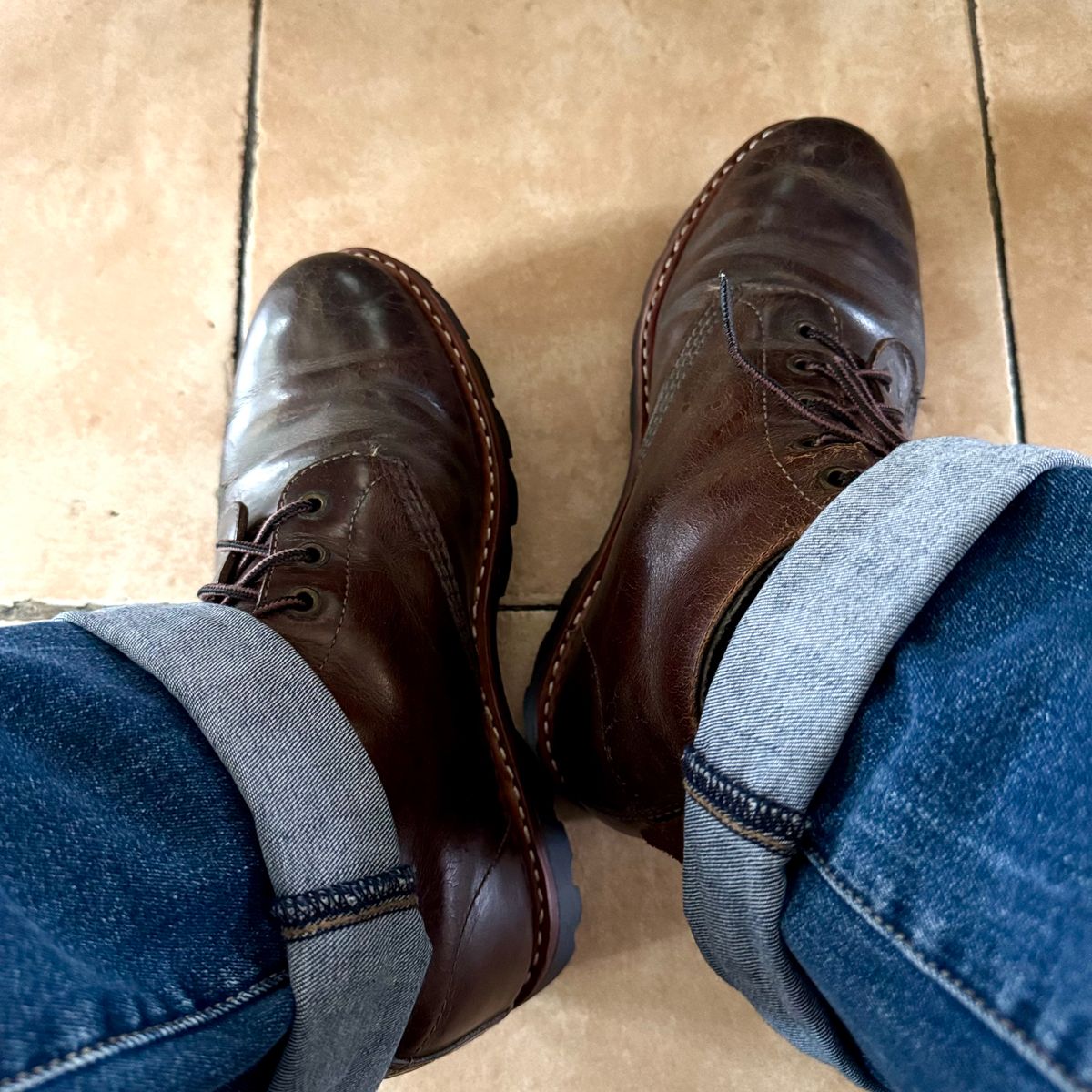 Photo by stinkypatina on August 22, 2025 of the Dr. Martens 939 Ben in Dark Brown Crazy Horse.