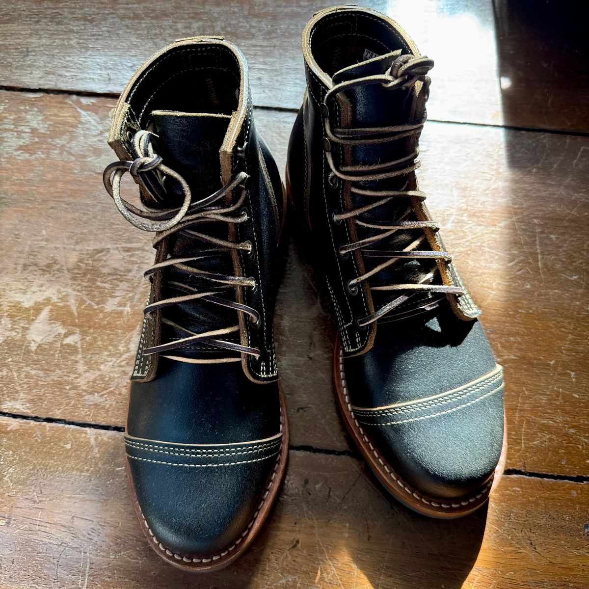 Photo by stinkypatina on May 20, 2026 of the Truman Cap Toe Boot in Horween Black Waxed Flesh.