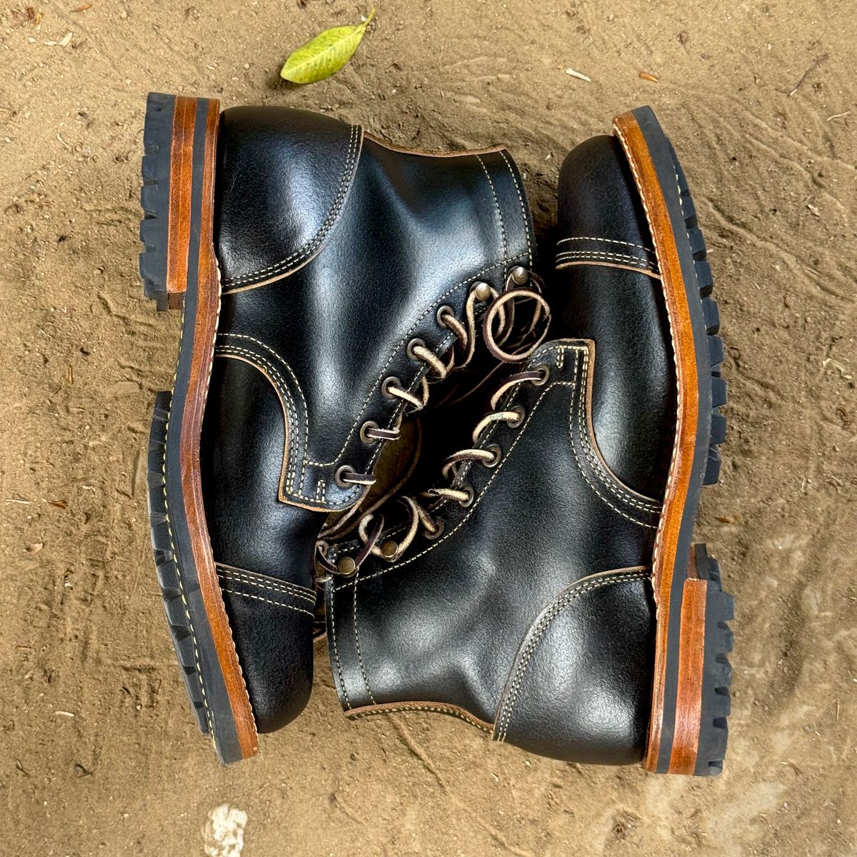 Photo by stinkypatina on May 21, 2026 of the Truman Cap Toe Boot in Horween Black Waxed Flesh.