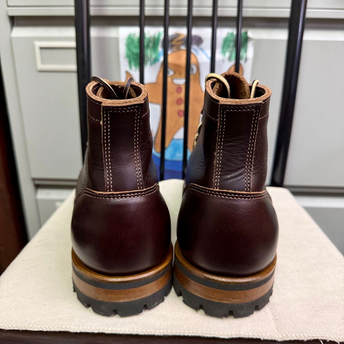 Photo by stinkypatina on October 30, 2025 of the Truman Plain Toe Boot in Seidel Oxblood Double Shot.