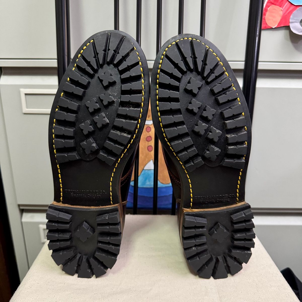 Photo by stinkypatina on October 30, 2025 of the Truman Plain Toe Boot in Seidel Oxblood Double Shot.