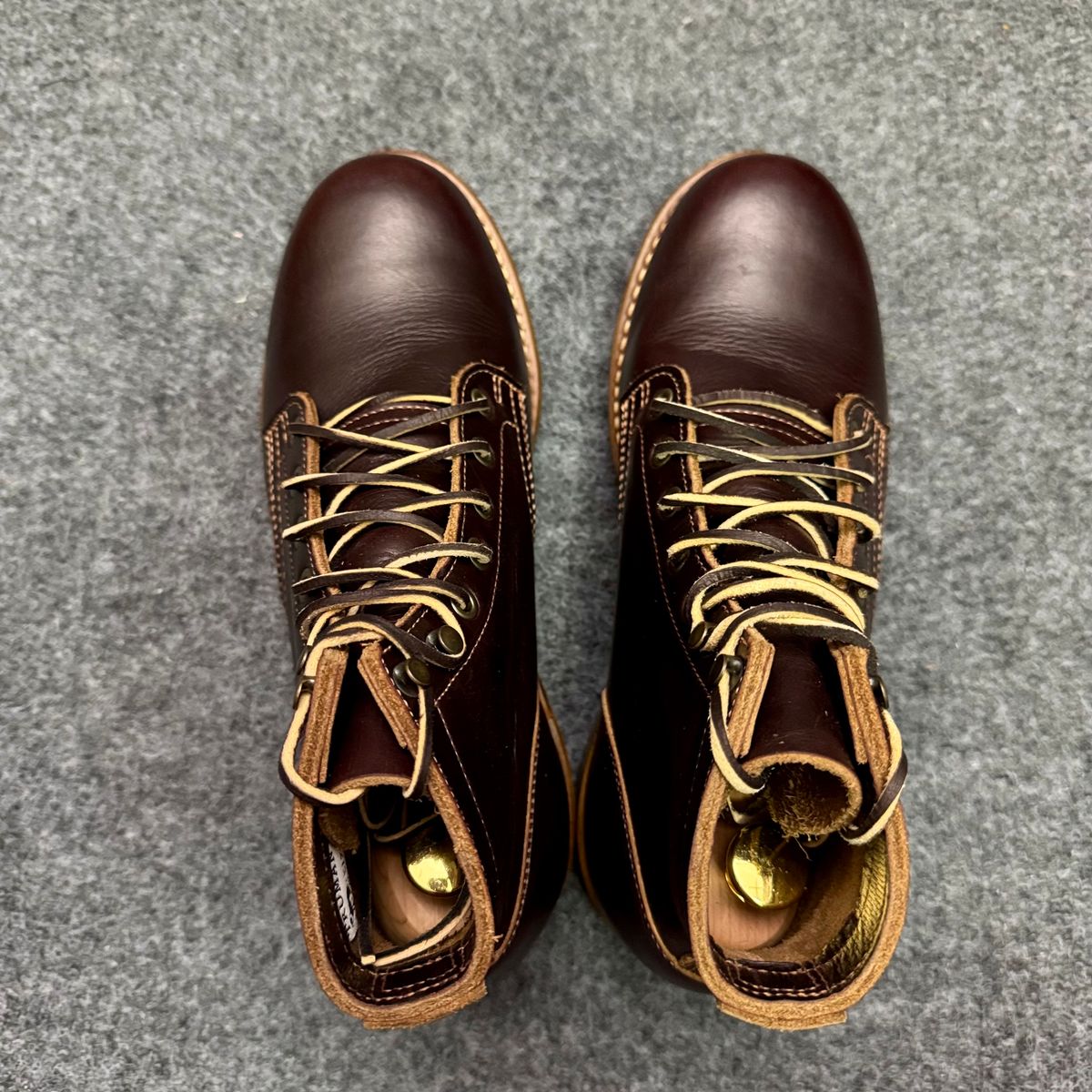 Photo by stinkypatina on October 30, 2025 of the Truman Plain Toe Boot in Seidel Oxblood Double Shot.