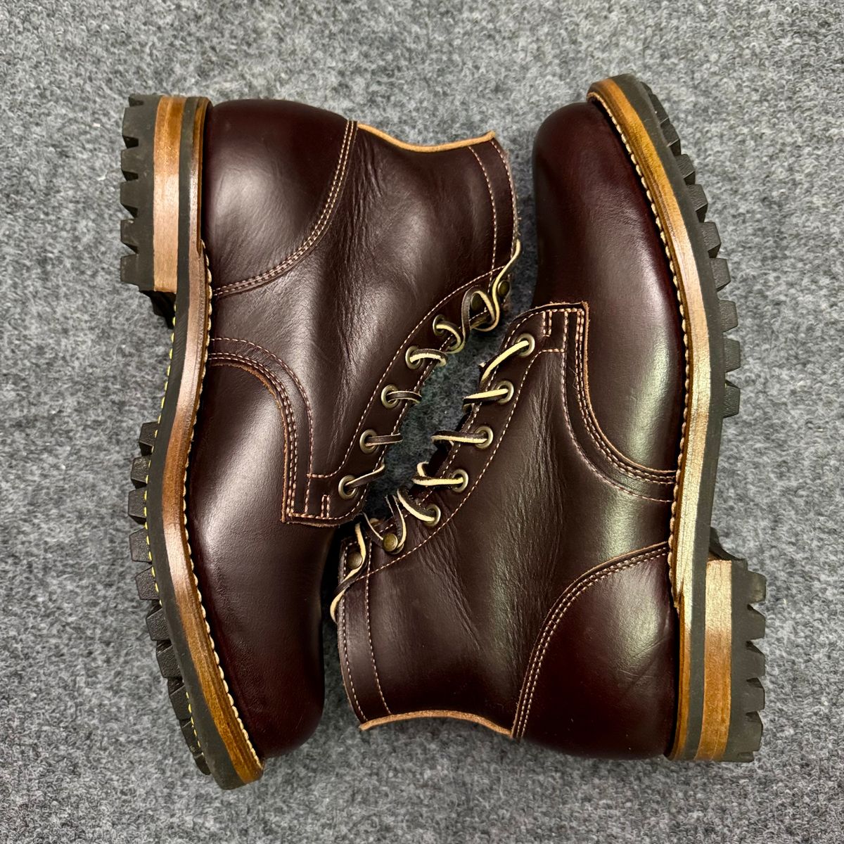 Photo by stinkypatina on October 30, 2025 of the Truman Plain Toe Boot in Seidel Oxblood Double Shot.