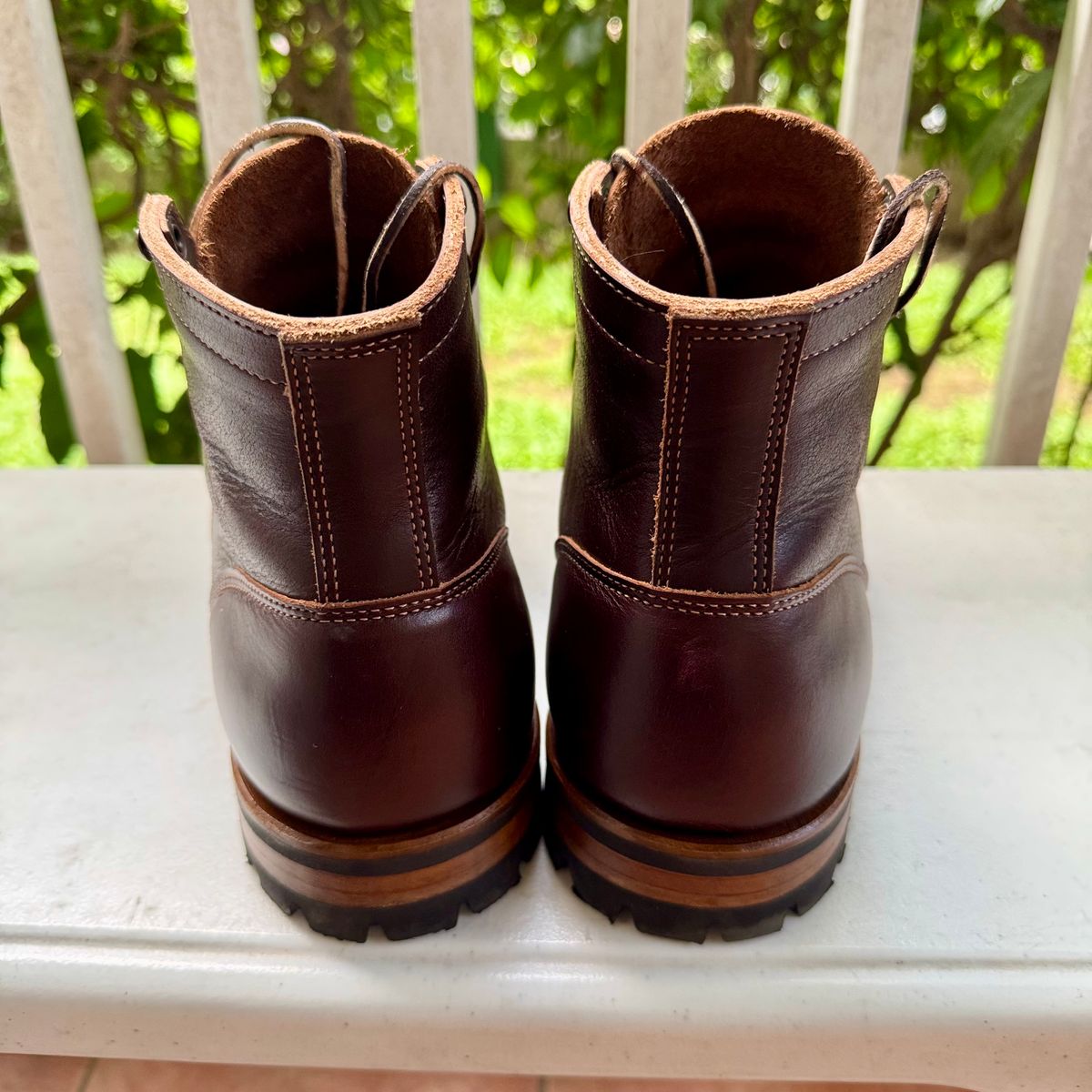 Photo by stinkypatina on November 7, 2025 of the Truman Plain Toe Boot in Seidel Oxblood Double Shot.