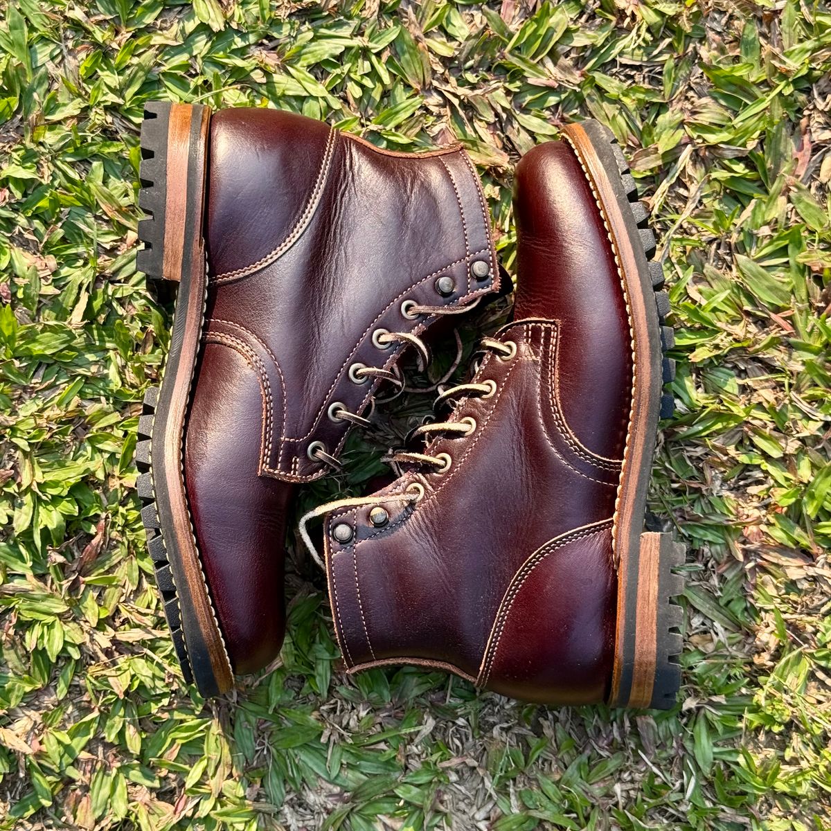 Photo by stinkypatina on February 27, 2026 of the Truman Plain Toe Boot in Seidel Oxblood Double Shot.