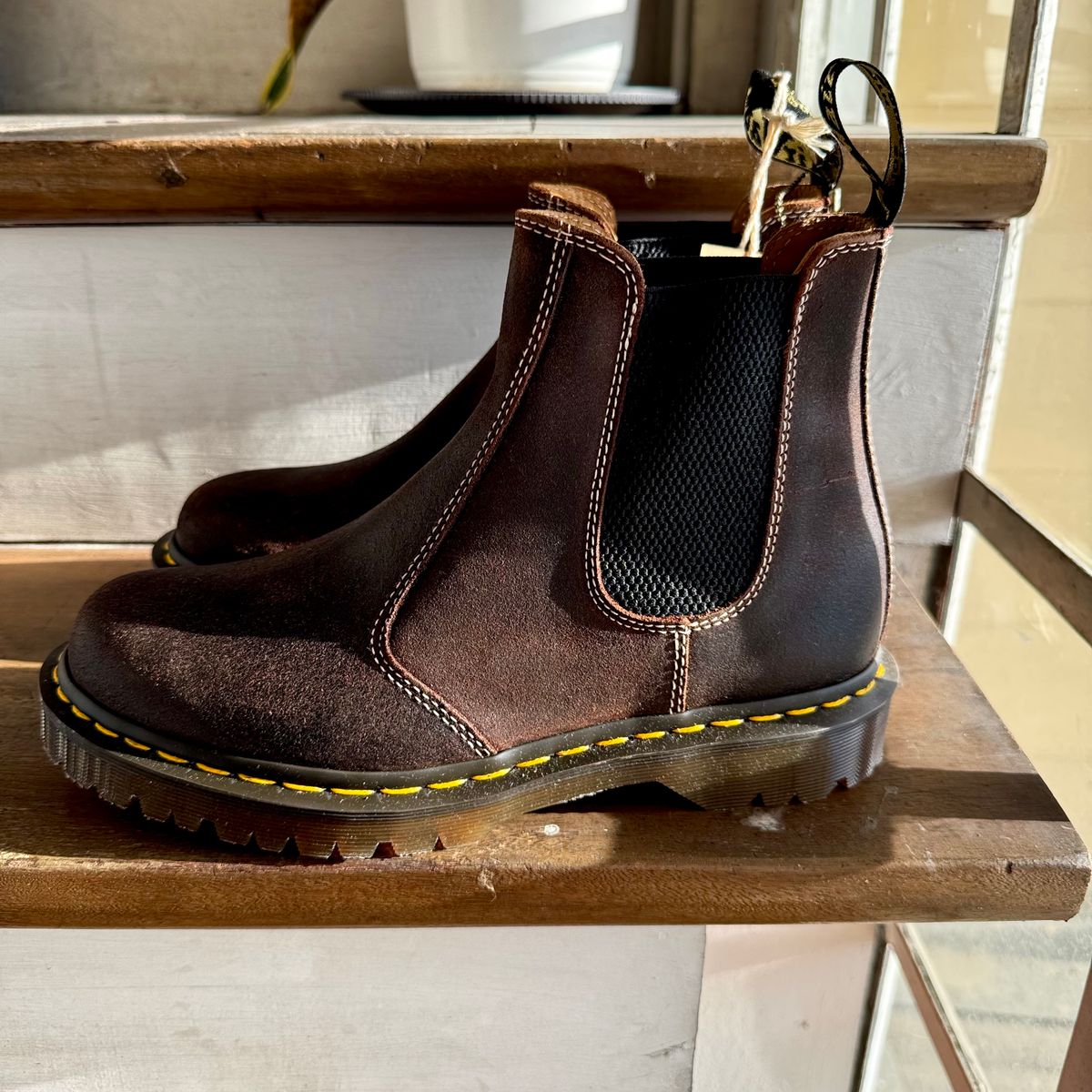 Photo by stinkypatina on May 4, 2026 of the Dr. Martens 2976 Made In England in Rustic Brown Wax Commander.