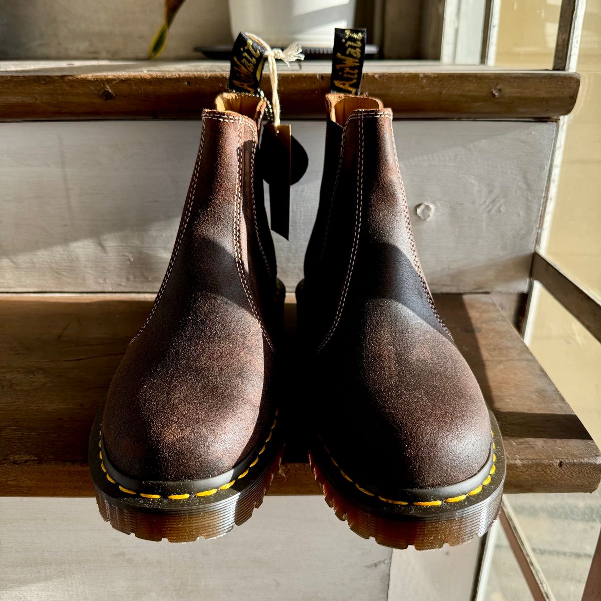 Photo by stinkypatina on May 4, 2026 of the Dr. Martens 2976 Made In England in Rustic Brown Wax Commander.