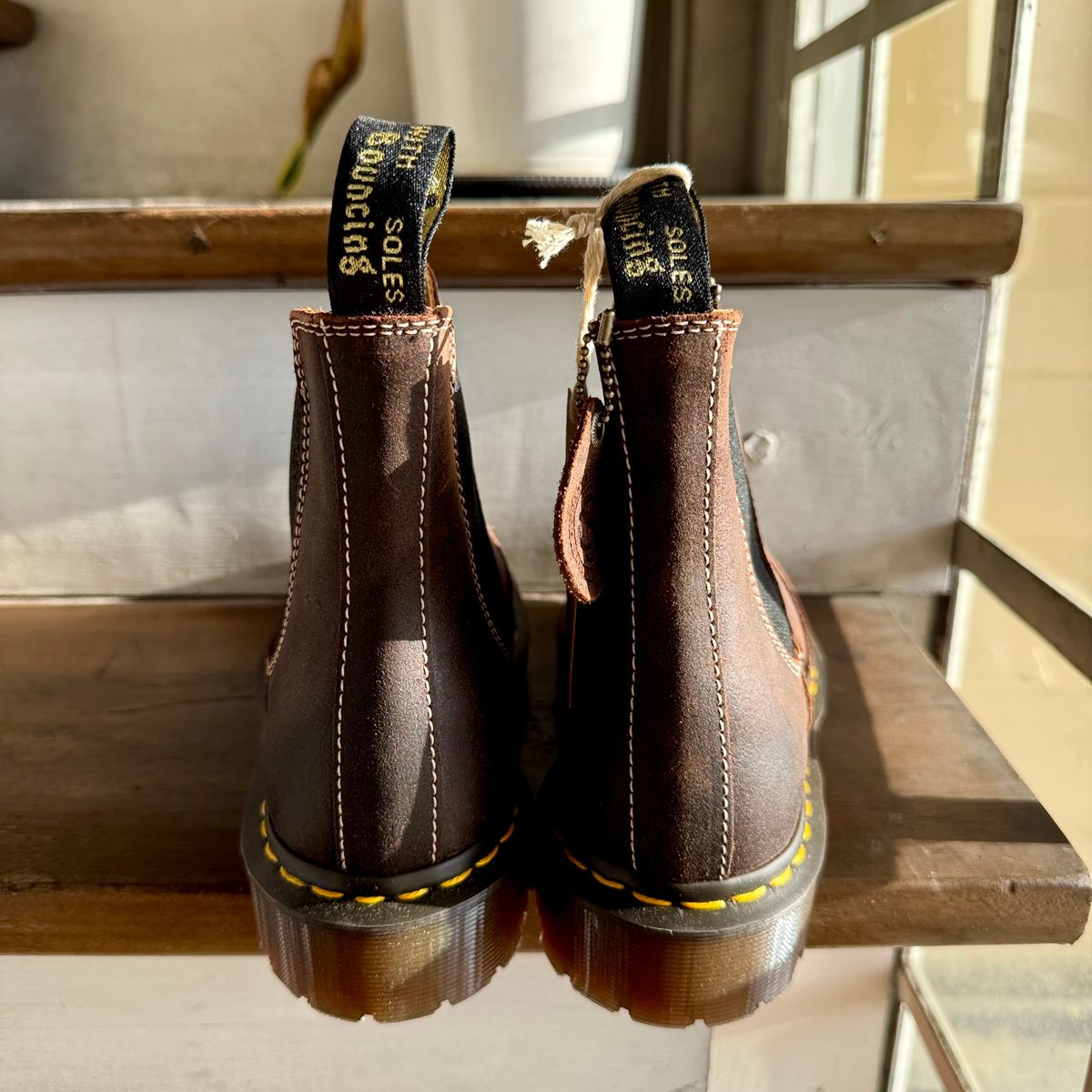 Photo by stinkypatina on May 4, 2026 of the Dr. Martens 2976 Made In England in Rustic Brown Wax Commander.