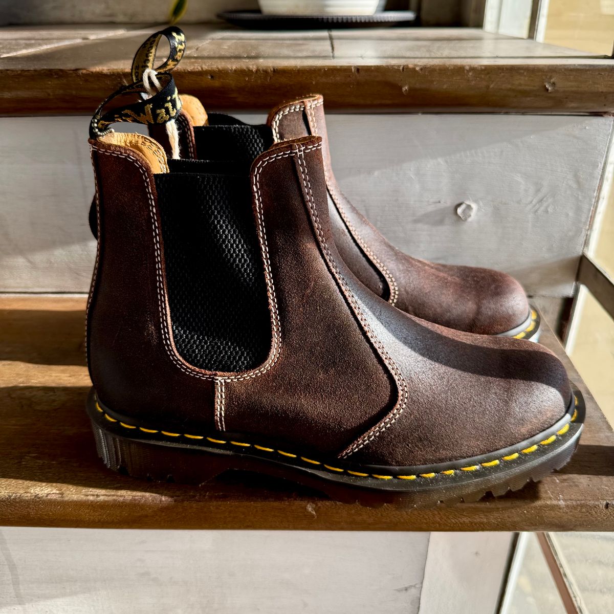 Photo by stinkypatina on May 4, 2026 of the Dr. Martens 2976 Made In England in Rustic Brown Wax Commander.