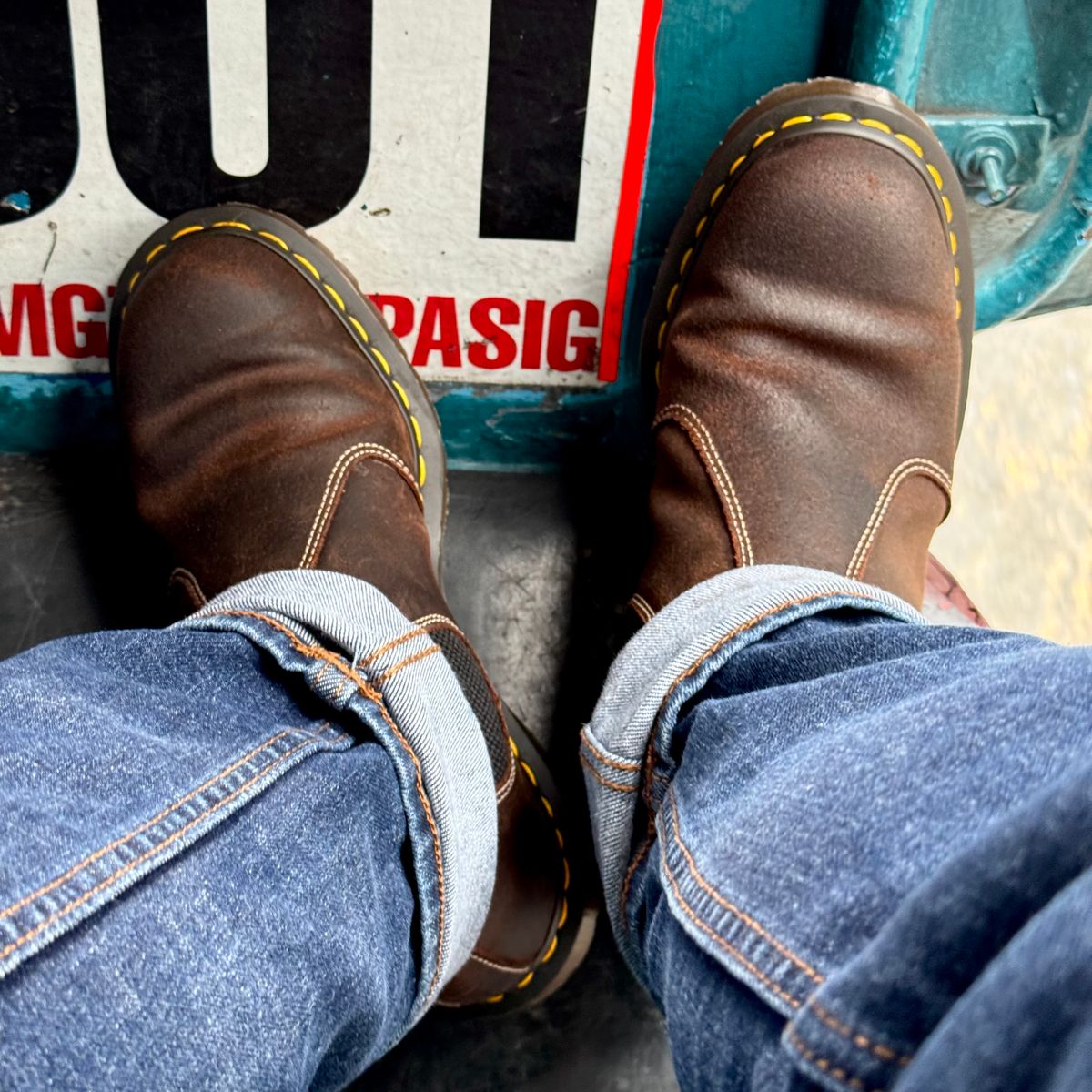 Photo by stinkypatina on May 8, 2026 of the Dr. Martens 2976 Made In England in Rustic Brown Wax Commander.