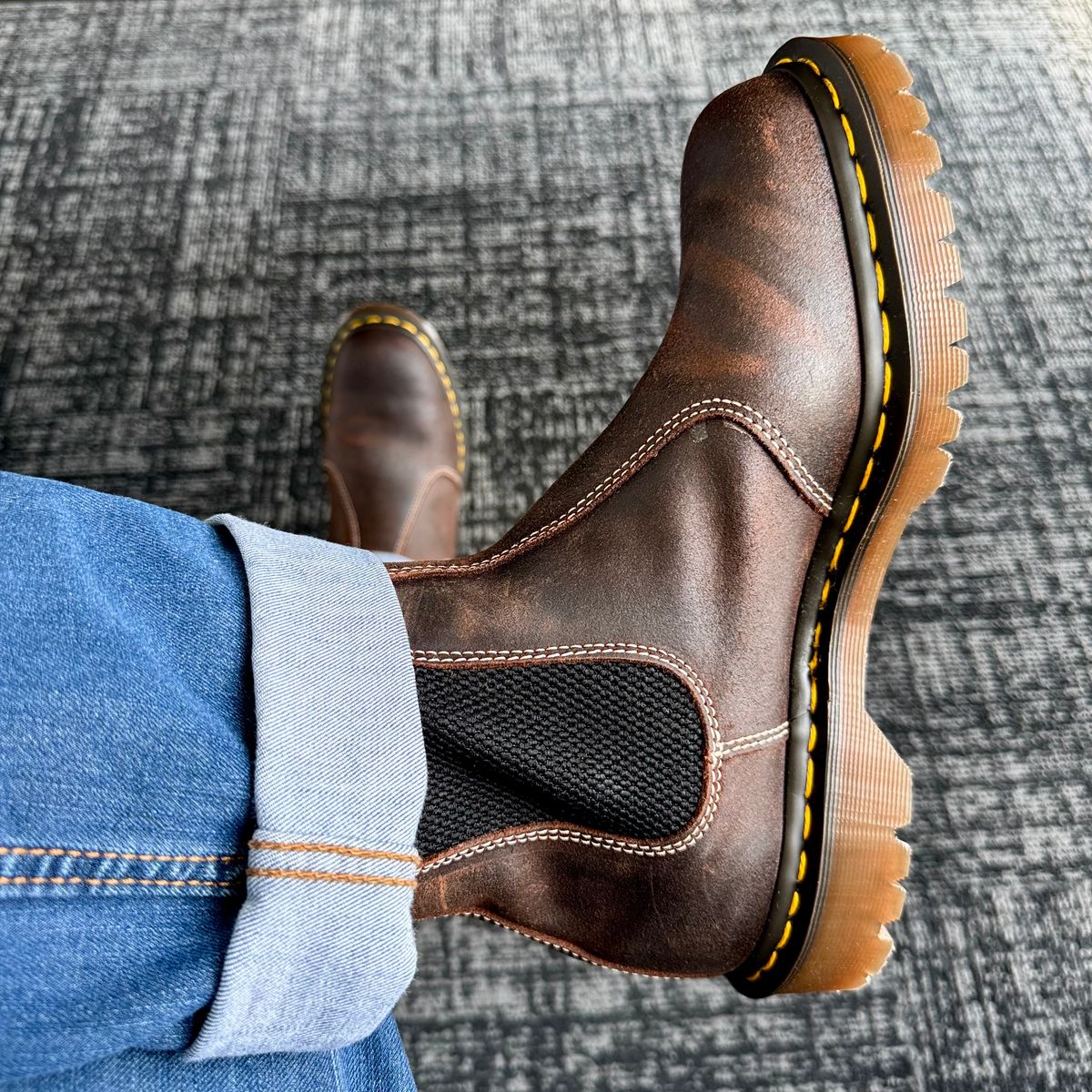 Photo by stinkypatina on May 7, 2026 of the Dr. Martens 2976 Made In England in Rustic Brown Wax Commander.