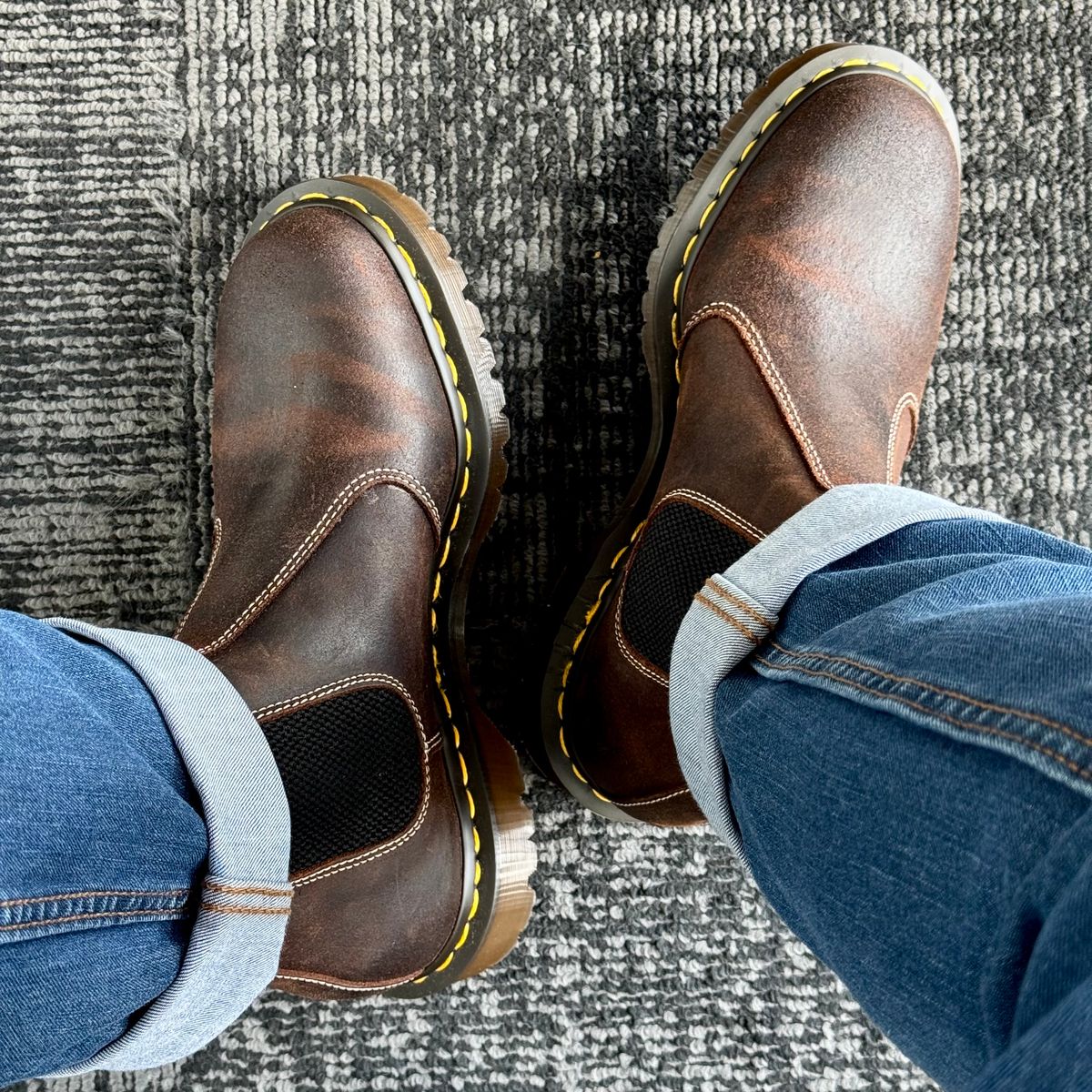 Photo by stinkypatina on May 7, 2026 of the Dr. Martens 2976 Made In England in Rustic Brown Wax Commander.