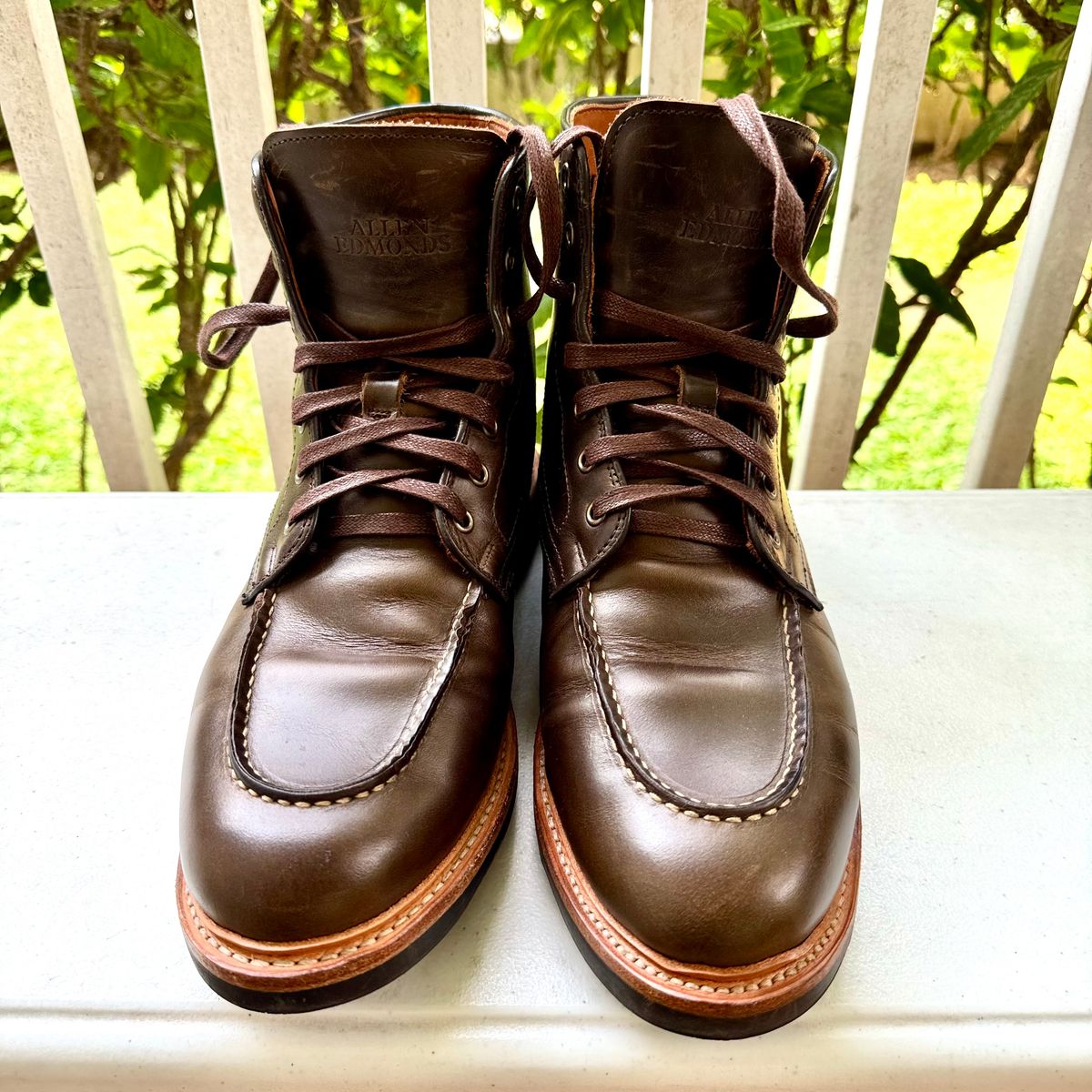 Photo by stinkypatina on August 8, 2025 of the Allen Edmonds Carter in Teak Waterproof.