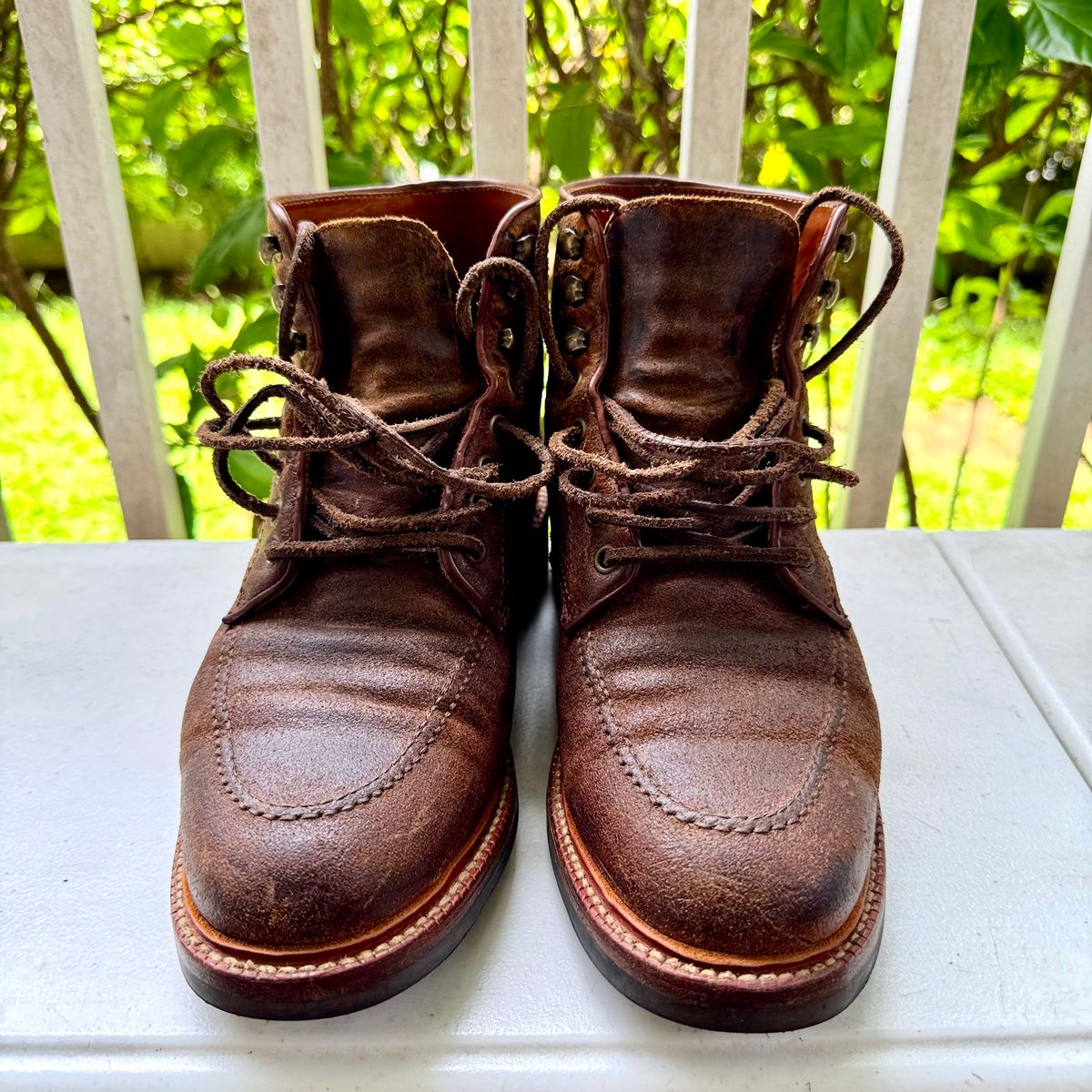 Photo by stinkypatina on July 28, 2025 of the Parkhurst The Niagara in C.F. Stead Light Brown Waxy Commander Suede.