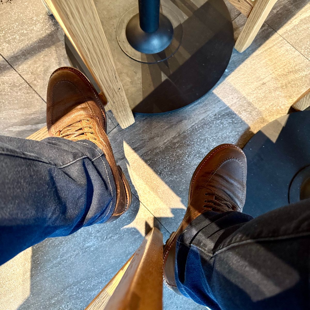 Photo by stinkypatina on July 28, 2025 of the Parkhurst The Niagara in C.F. Stead Light Brown Waxy Commander Suede.