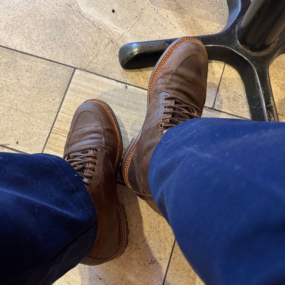 Photo by stinkypatina on July 28, 2025 of the Parkhurst The Niagara in C.F. Stead Light Brown Waxy Commander Suede.