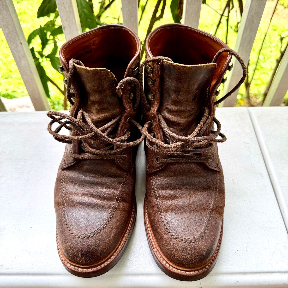 Photo by stinkypatina on July 28, 2025 of the Parkhurst The Niagara in C.F. Stead Light Brown Waxy Commander Suede.