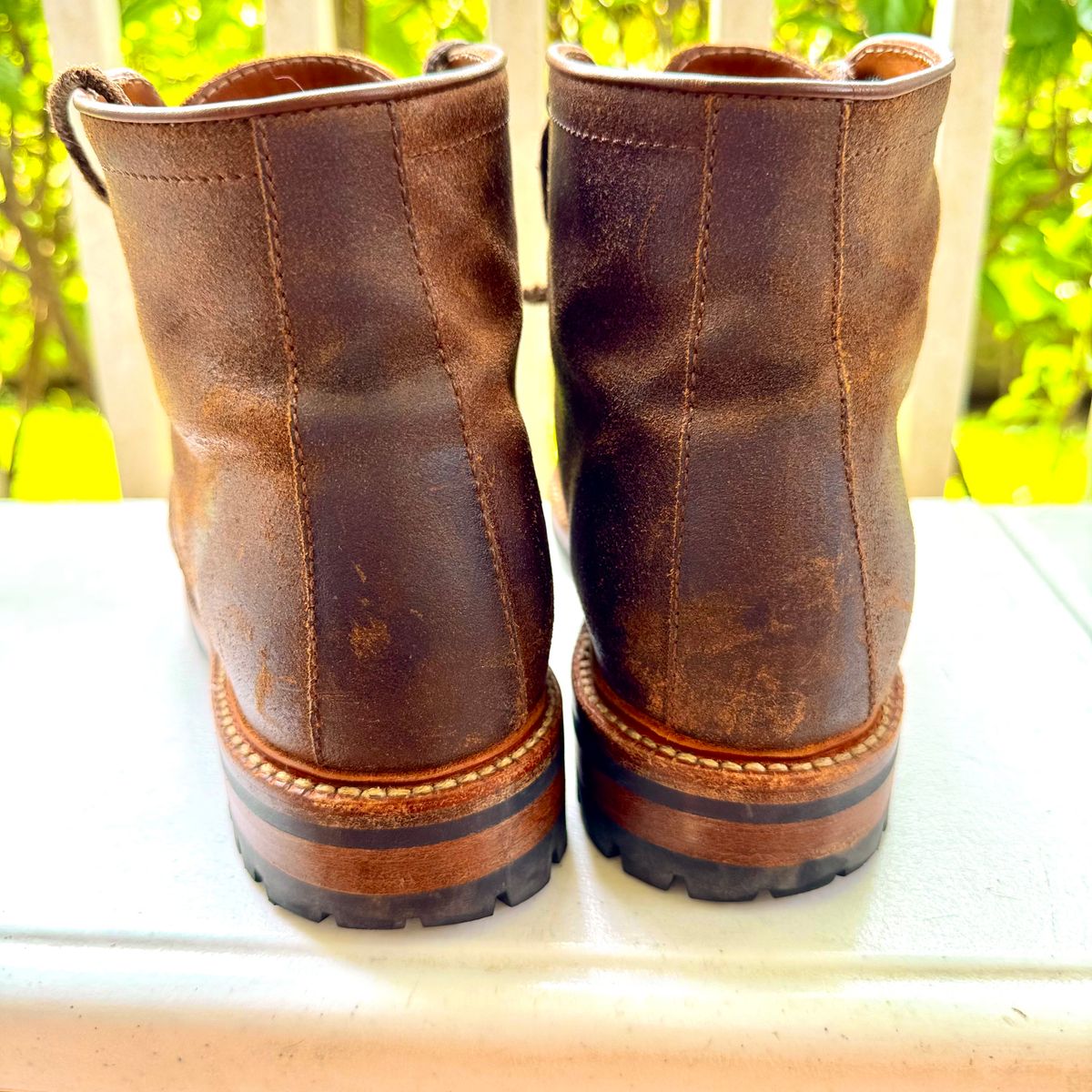 Photo by stinkypatina on July 28, 2025 of the Parkhurst The Niagara in C.F. Stead Light Brown Waxy Commander Suede.
