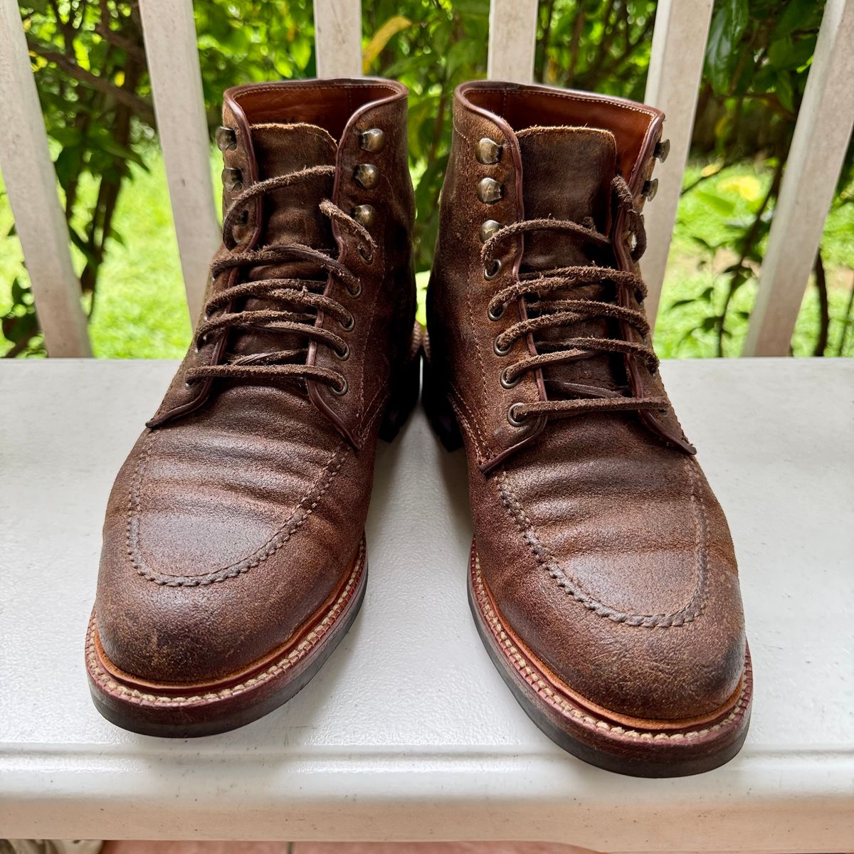 Photo by stinkypatina on September 10, 2025 of the Parkhurst The Niagara in C.F. Stead Light Brown Waxy Commander Suede.