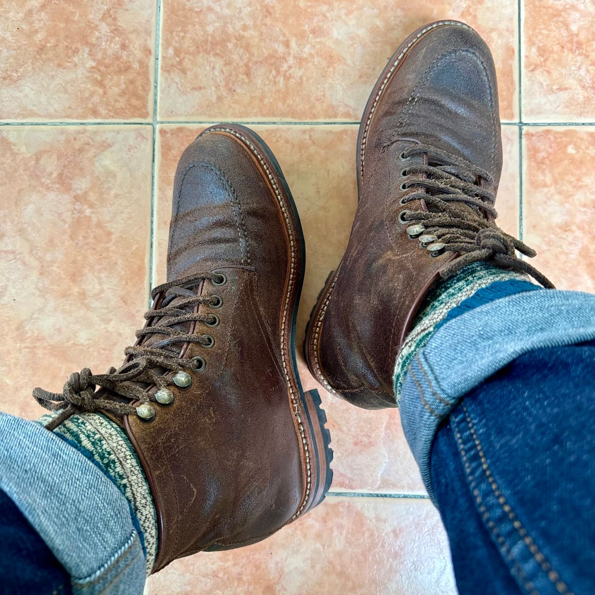 Photo by stinkypatina on September 10, 2025 of the Parkhurst The Niagara in C.F. Stead Light Brown Waxy Commander Suede.