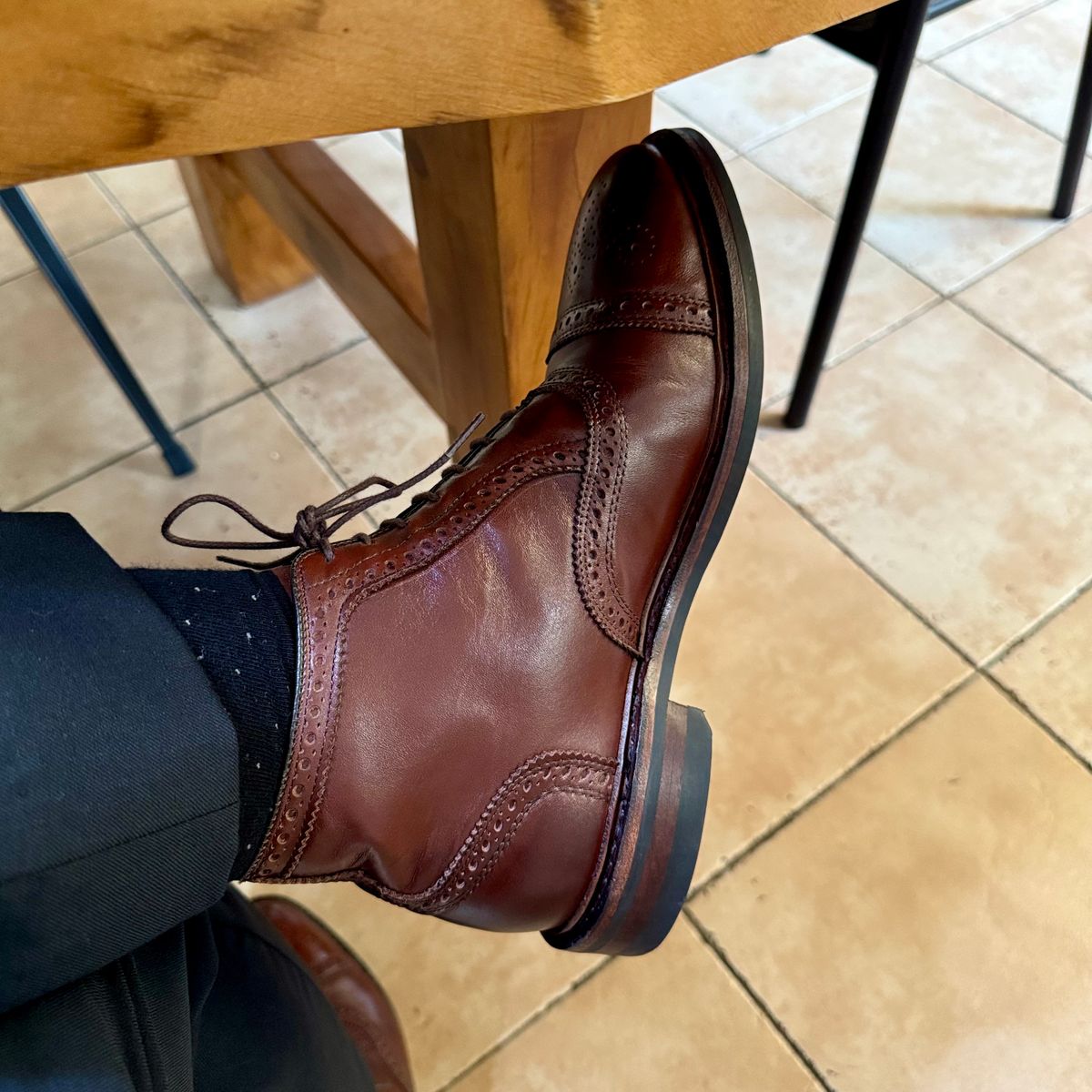 Photo by stinkypatina on March 27, 2026 of the Allen Edmonds Hamilton in Dark Chili Calfskin.