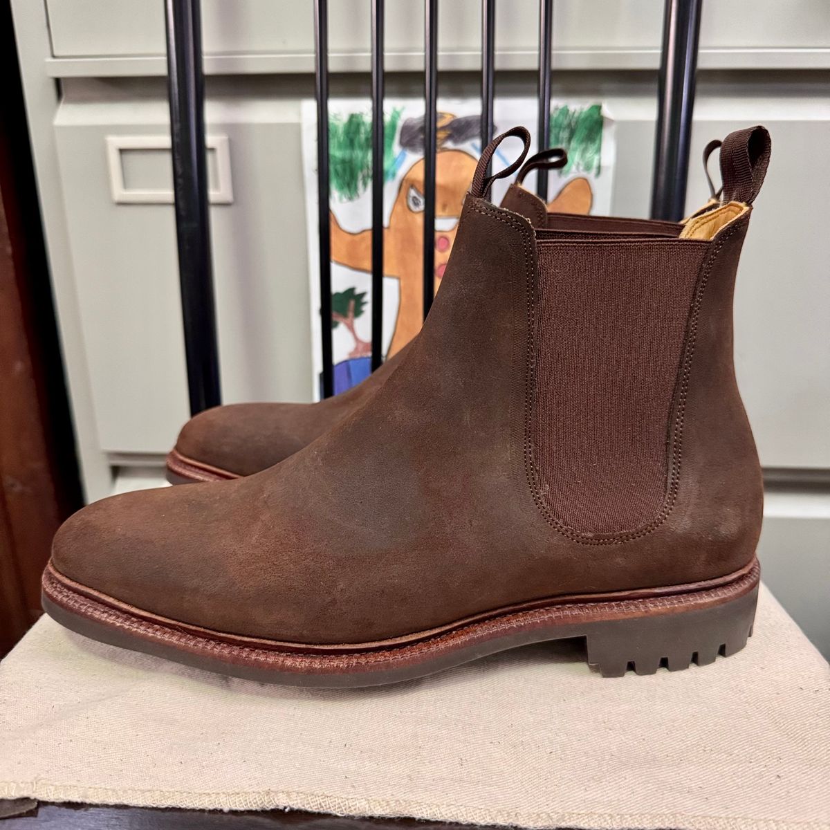 Photo by stinkypatina on November 13, 2025 of the Meermin Chelsea Boot in Rust Waxy Calf.