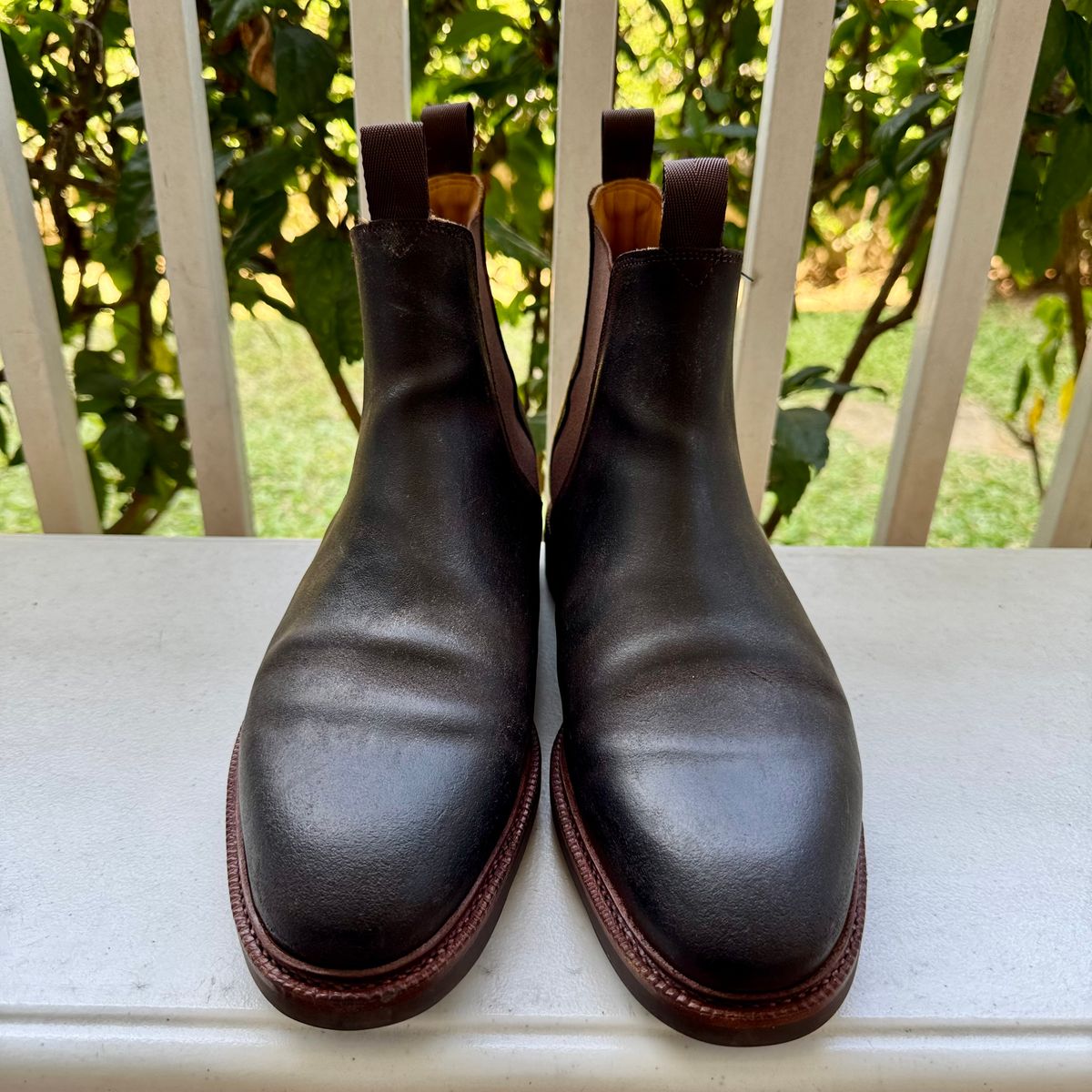 Photo by stinkypatina on February 26, 2026 of the Meermin Chelsea Boot in Rust Waxy Calf.
