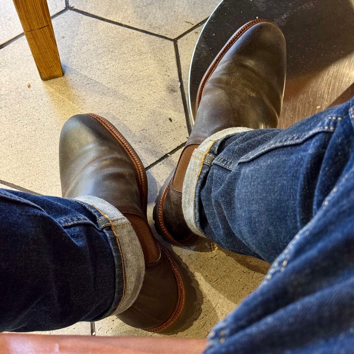 Photo by stinkypatina on February 16, 2026 of the Meermin Chelsea Boot in Rust Waxy Calf.