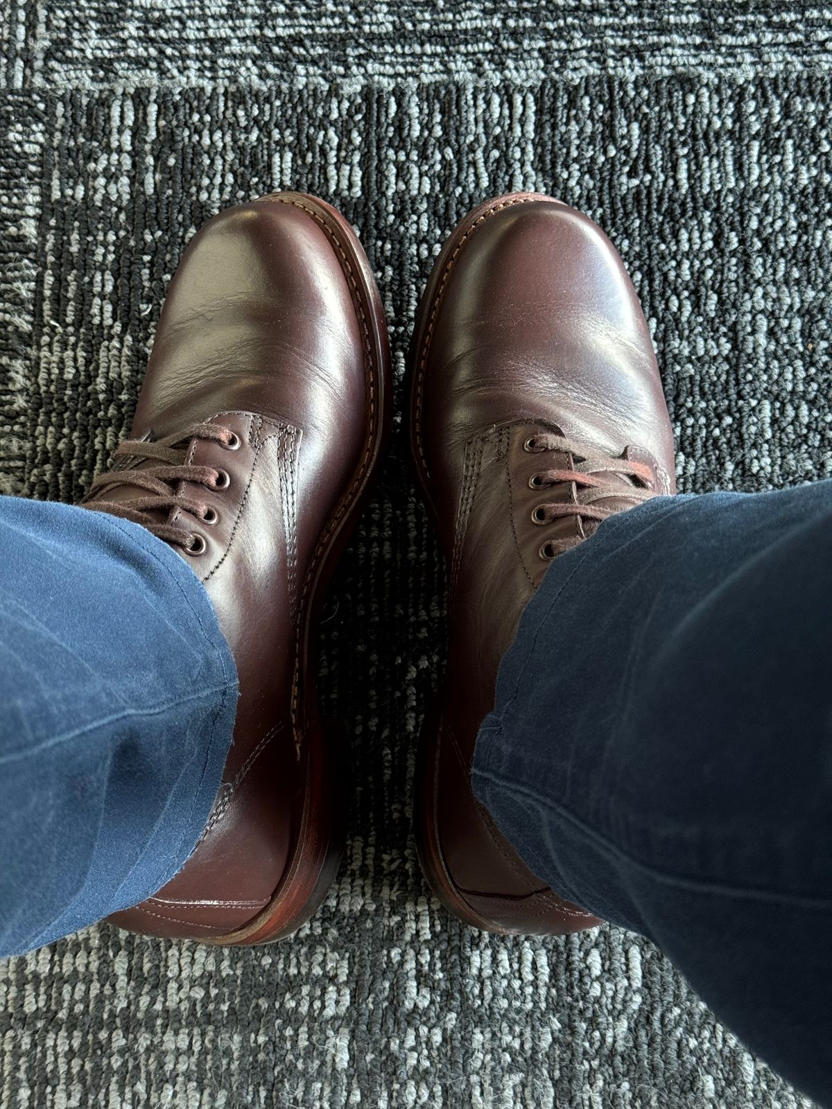 Photo by stinkypatina on May 19, 2025 of the Wolverine 1000 Mile Plain-Toe Boot in Horween Brown Chromexcel.
