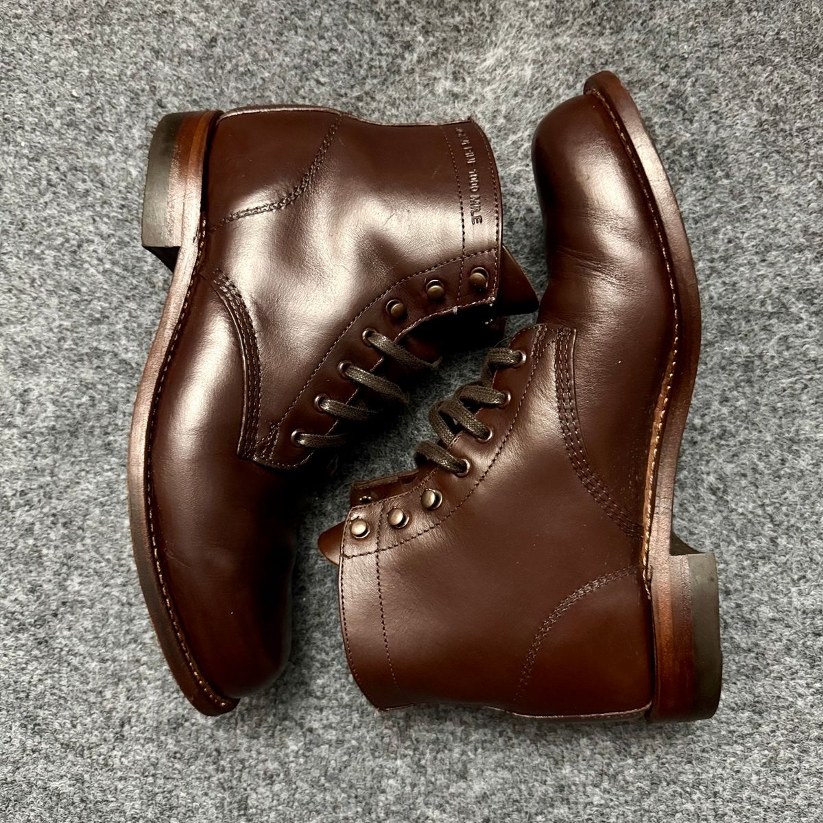 Photo by stinkypatina on September 15, 2025 of the Wolverine 1000 Mile Plain-Toe Boot in Horween Brown Chromexcel.
