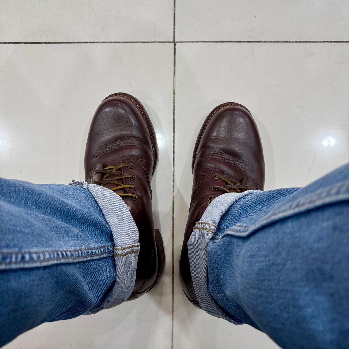 Photo by stinkypatina on March 16, 2026 of the Wolverine 1000 Mile Plain-Toe Boot in Horween Brown Chromexcel.