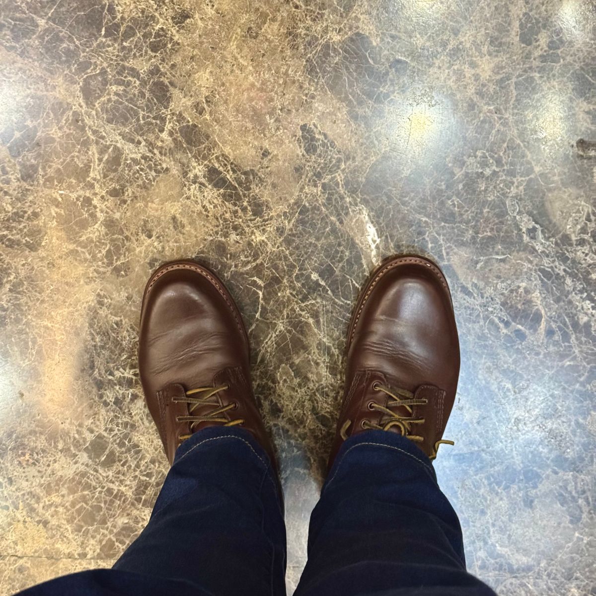 Photo by stinkypatina on March 16, 2026 of the Wolverine 1000 Mile Plain-Toe Boot in Horween Brown Chromexcel.