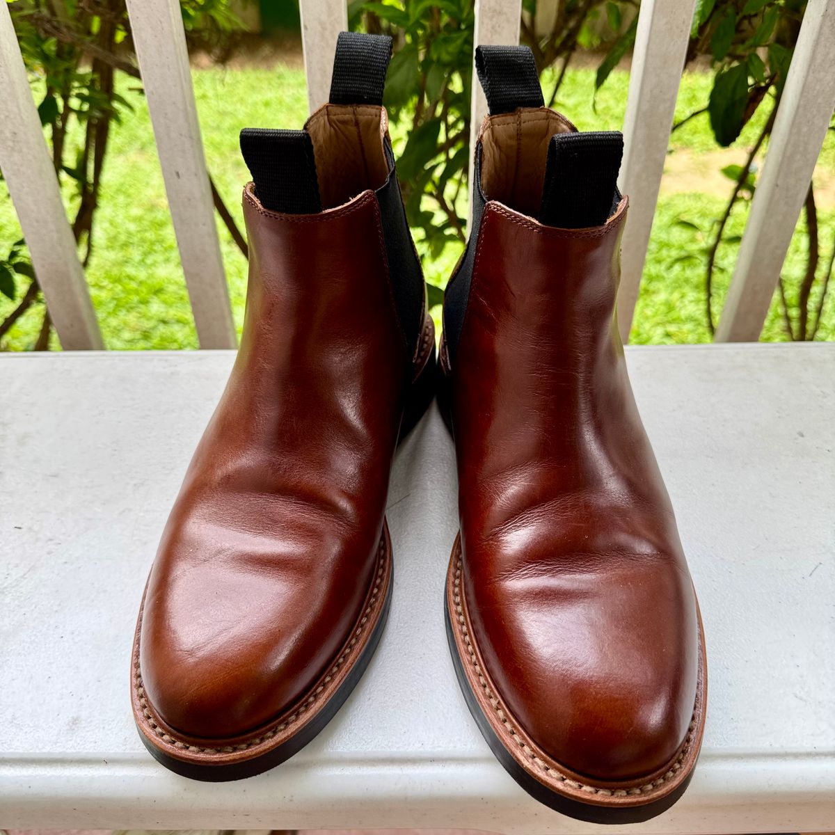 Photo by stinkypatina on August 13, 2025 of the Huckberry Rhodes Cooper Chelsea in Amarello Calf Leather.
