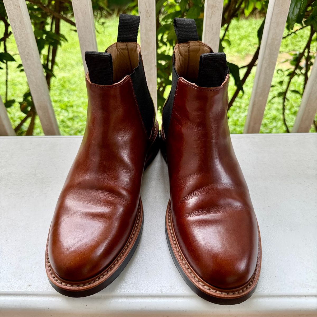 Photo by stinkypatina on September 4, 2025 of the Huckberry Rhodes Cooper Chelsea in Amarello Calf Leather.